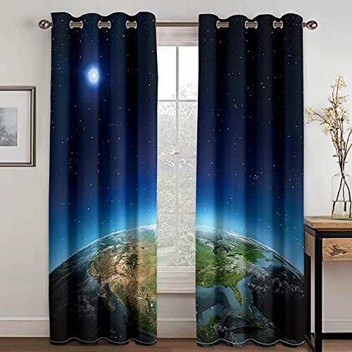 ADKMC Verdunkelungsvorhänge Kinderzimmer Weltraum Erde Sterne Licht 140X100CM Blickdichter Vorhang Mit Ösen Für Wohnzimmer, Schlafzimmer, Kinderzimmer, 2Er-Set ADKMC Verdunkelungsvorhänge Kinderzimmer Weltraum Erde Sterne Licht 140X100CM Blickdichter Vorhang Mit Ösen Für Wohnzimmer, Schlafzimmer, Kinderzimmer, 2Er-Set von ADKMC