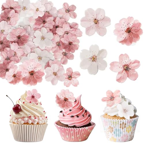 Kirschblüten Tortendeko Blumen Essbar, 50 Stück Kirschblüten Cupcake Deko, Edible Flowers for Cake, Flowers Cupcake Toppers, Edible Paper Blossoms Cake Decoration, für Geburtstag Hochzeit Taufe Mai Kirschblüten Tortendeko Blumen Essbar, 50 Stück Kirschblüten Cupcake Deko, Edible Flowers for Cake, Flowers Cupcake Toppers, Edible Paper Blossoms Cake Decoration, für Geburtstag Hochzeit Taufe Mai von ADLUH