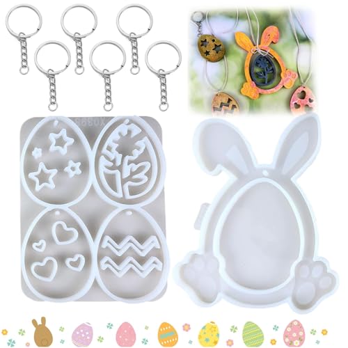 Silikonform Ostern, Silikonform Hase, DIY Ostern Anhänger mit 6 Schlüsselanhängern, Silikonform Ostereier, Silikonformen Gießformen Ostern, für Anhänger Kunstharz Harz Gießen Basteln Osterdeko Silikonform Ostern, Silikonform Hase, DIY Ostern Anhänger mit 6 Schlüsselanhängern, Silikonform Ostereier, Silikonformen Gießformen Ostern, für Anhänger Kunstharz Harz Gießen Basteln Osterdeko von ADLUH