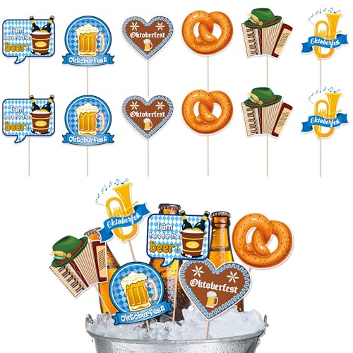 Oktoberfest Deko Tisch Vase Topper Set, 12 Stück Fotorequisiten für Bierfest, Fotobox Utensilien mit 30cm Stäbchen und Punktkleber, beidseitig Bedruckt Oktoberfest Deko Tisch Vase Topper Set, 12 Stück Fotorequisiten für Bierfest, Fotobox Utensilien mit 30cm Stäbchen und Punktkleber, beidseitig Bedruckt von ADMAY