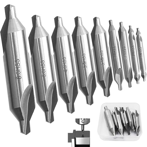 cersaty® 9 Stk Zentrierbohrer Set, 1.5/2/2.5/3/3.15/3.5/4/5/6 mm Hss Zentrierbohrer für Metall,Legierung,Kupfer,Eisen Schnelles Schneiden＆Präzisionsbohren von cersaty