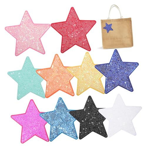ADOCARN 10 Stück Glitzernde Stern Applikationen zum Aufbügeln Strass Patches für Kleidung Jacken Rucksäcke Hüte Einfache Anwendung Robuste Verarbeitung Vielfältige Farben Dekoration ADOCARN 10 Stück Glitzernde Stern Applikationen zum Aufbügeln Strass Patches für Kleidung Jacken Rucksäcke Hüte Einfache Anwendung Robuste Verarbeitung Vielfältige Farben Dekoration von ADOCARN