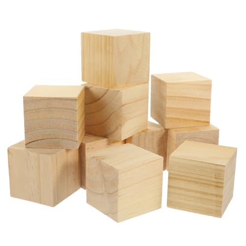 ADOCARN 10 Stück Naturholzblöcke Unbehandelte Holzwürfel für Bastel und DIY Projekte für Kreative Kunstprojekte Einfache Oberfläche zum Zeichnen Malen und Schreiben von ADOCARN