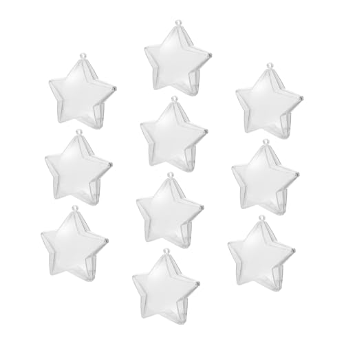ADOCARN 10 Stück Transparente Kunststoff Stern Kugeln zum Befüllen Diy Ornamente für Hochzeiten Weihnachten und Partys für Süßigkeiten und Dekorative Zwecke von ADOCARN