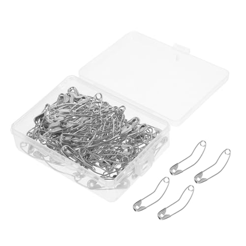 ADOCARN 100 Stück Gebogene Sicherheitsnadeln Vernickelt für Quilten und Basteln Robuste Metallnadeln für Mehrlagige Stoffe Praktische Aufbewahrungsbox für Arbeiten von ADOCARN