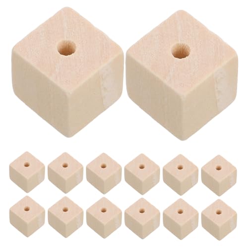 ADOCARN 100 Stück Holzperlen Zubehör, Quadratische Holzperlen, Quadratische Holzperlen, Holzperlen Zum Basteln, Holzbastelperlen, Bastelperlen Aus Holz von ADOCARN