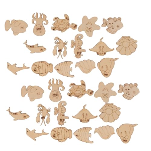 ADOCARN 100 Stück Unfertige Holzstücke Fischform Diy Holzschneidteile für Bastelprojekte und Kinderhandwerk für Zuhause und Partys von ADOCARN