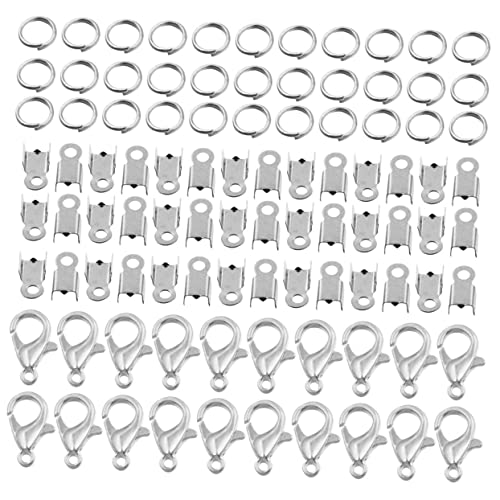 ADOCARN 1Satz DIY Schmuckzubehör Set Hummerverschlüsse Sprungringe Crimp Endkappen für Armbänder und Charm Ohrringe Designs von ADOCARN