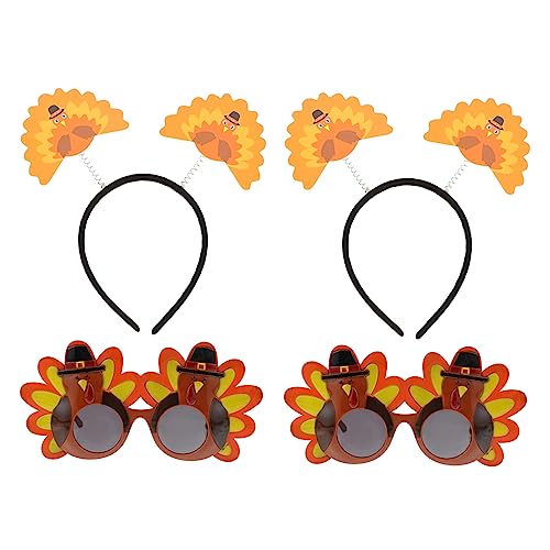 ADOCARN 2 Sätze Türkei Brille Stirnband Thanksgiving-stirnband Für Kinder Sonnenbrille Für Kinder Truthahngläser Für Kinder Thanksgiving-kopfschmuck Make-up-stirnband Herbst Tuch Kleidung von ADOCARN