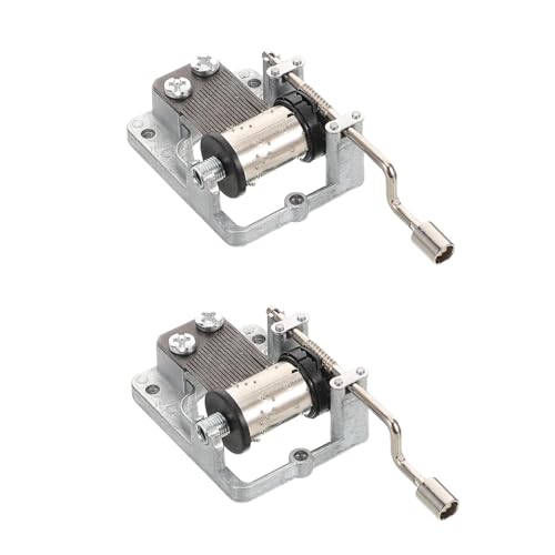 ADOCARN 2 Stück Spieluhr Uhrwerk Aufziehmechanismus DIY Musikwerk Handkurbelmechanismus Handkurbel Musikwerk Handkurbel Musikmechanismus Silbermetall von ADOCARN