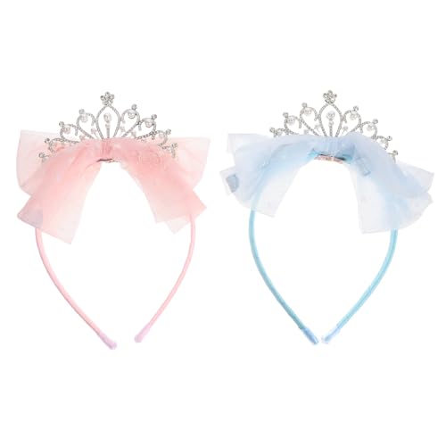 ADOCARN 2-teiliges Prinzessinnen-Kronen-Stirnband: Strass-Geburtstags-Haarband mit Kunstperle – Mädchen-Prinzessinnen-Kronen-Haarstyling-Accessoires für Party-Verkleidungen von ADOCARN