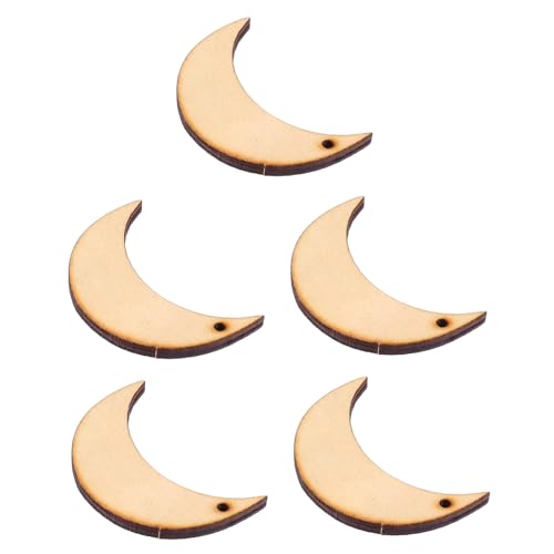 ADOCARN 20 Stück Holzmond Form Hängedekorationen Unbehandelte Holzscheiben für DIY Bastelprojekte für Kreative Weihnachtsdekorationen und Handarbeiten von ADOCARN