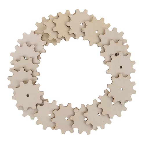 ADOCARN 20 Stück Unvollendete Holzscheiben Gear Formen Diy Graffiti Holzplatten für Bastelprojekte für Dekoration und Handwerk von ADOCARN