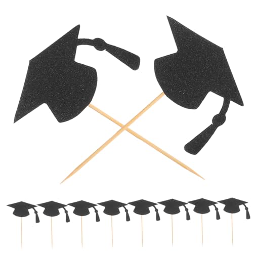 ADOCARN 24 Stück Teiliges Graduation Cake Toppers Schwarze Abschlusskappen Tortendeko Einfache Anwendung für Kuchen und Cupcakes Kreative Dekoration für Schulabschlussfeiern und Partyspaß von ADOCARN