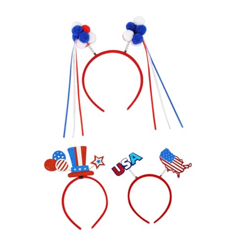 ADOCARN 3 Stück Patriotisches Stirnband für Unabhängigkeitstag Teiliges mit Karten Stern und Ballon Haaraccessoires für Familienfeiern und Veranstaltungen von ADOCARN