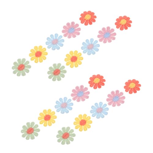 ADOCARN 30 Stück Kleine Gänseblümchen Sticker Aus Stoff Haarspangen Süße Aufnäher Blumenflicken Bestickte Aufnäher Kleidung Bestickte Patches Aufnäher Aufnäher Applikationen Aus von ADOCARN