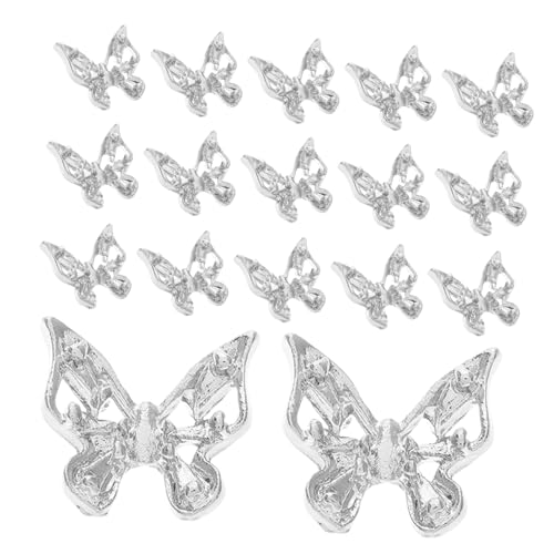 ADOCARN 30 Stück Nail Art Dreidimensionaler Diamantschmuck Nagel Schmetterling Charms Schleifen Nagel Charms Schleife Nageldekoration Schmetterling Nail Art Schmetterling Für Nägel Silber von ADOCARN