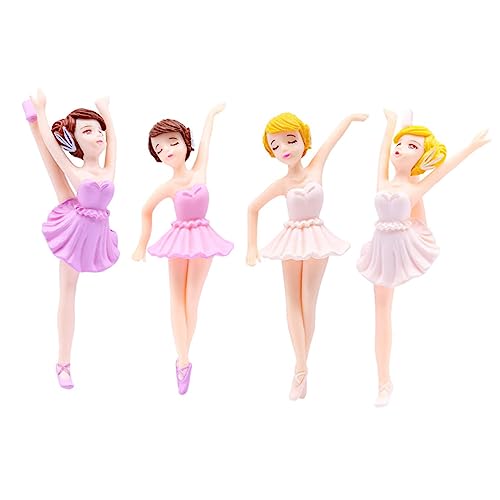 ADOCARN 4 Stück Ballerina Mädchen Ornamente, Mädchen Kuchendekoration, Ballerina Tanzmädchen, Cupcake Topper, Ballerina Mädchen Dekoration, Prinzessinnen Cupcake Topper, Backdekorationen, von ADOCARN