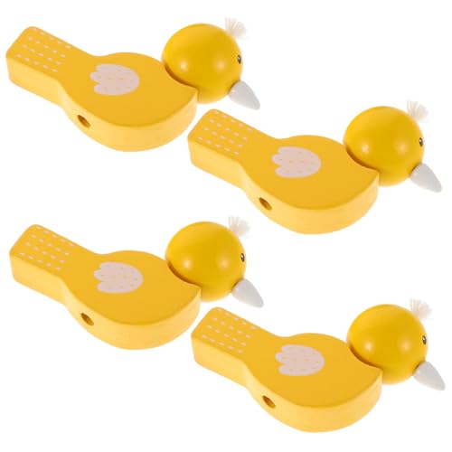 ADOCARN 4 Stück Vogelpfeife Vogelrufpfeifen Bird Whistle Toy Vogellärmmacher Spielzeugpfeifen pfeifen Vogelrufer Kleinkinderinstrumente süße Pfeifen Kinderpfeifen Holz Gelb von ADOCARN