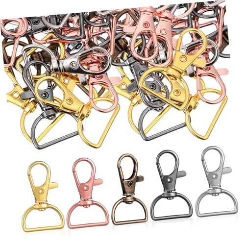 ADOCARN 40 Stück D Ring Schlüsselanhänger Clips mit Drehbarem Metall Lobster Clips Verschiedenen Farben für Schlüssel Taschen und Bastelprojekte Hochwertige von ADOCARN