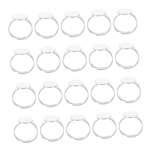 ADOCARN 40 Stück Edelstein Ringtablett Flache Ringbasis Leere Ringfassungen Fingerring Herstellungszubehör Ringfassungsbasis Ringfassungsringe Lünetten Fingerringe Basis Silber von ADOCARN
