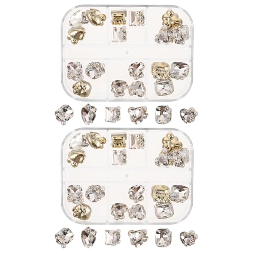 ADOCARN 48 Stück Glas-Strasssteine für Nagelkunst, transparente Nagel-Charms, Glaskristallperlen, flache Rückseite, Schmuckdekorationen für DIY-Kunsthandwerk von ADOCARN