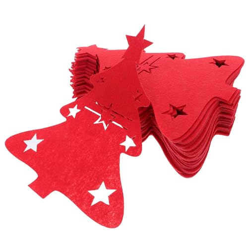 ADOCARN 48-teiliger Weihnachts-Besteckhalter: Bestecktaschen in Weihnachtsbaumform – Besteckhalter aus rotem Filz für Weihnachtsparty-Geschirr von ADOCARN