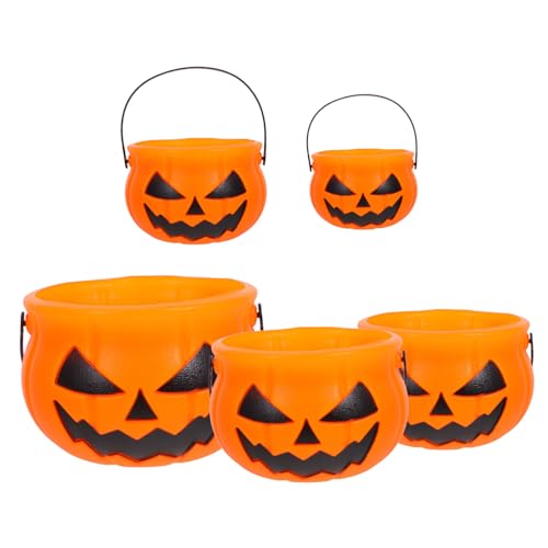 ADOCARN 5 Stück Kürbis Eimer, Party Snack Eimer, Kürbis Süßigkeiten Eimer, Halloween Dekoration, Party Süßigkeiten Eimer, Halloween ...Kürbis Süßigkeiten Eimer, Süßigkeitenhalter von ADOCARN
