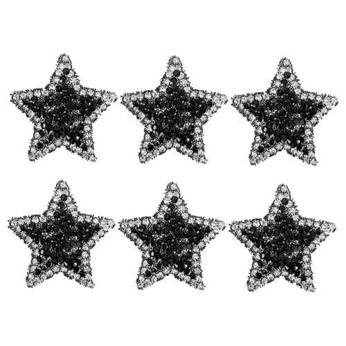 ADOCARN 6 Stück Hot Diamond Stoffflicken, Sternförmiger Glitzerflicken, Sternförmiger Bling Applikationsflicken, Sternförmiges Design, Verschleißfester Sternförmiger Flicken, Neuartiger von ADOCARN