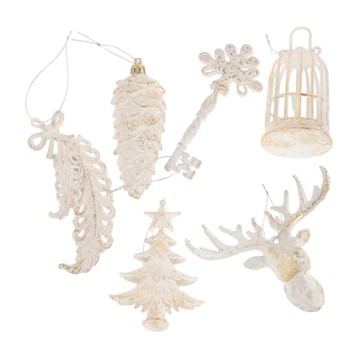 ADOCARN 6 Teiliges Weihnachtsdekor, Thanksgiving Ornamente, Schneeflocken Verzierungen, Weihnachtsbaum Hängeornamente, Weihnachtskugeln, Bauernhaus Ornamente, Mini Schneeflocken Zum von ADOCARN