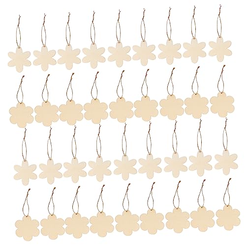 ADOCARN 60Stücke Blumenförmige Holzscheiben für DIY Handwerk Leere Holzornamente zum Bemalen und Dekorieren für Kindergeburtstage Hochzeiten Feste und Bastelprojekte von ADOCARN