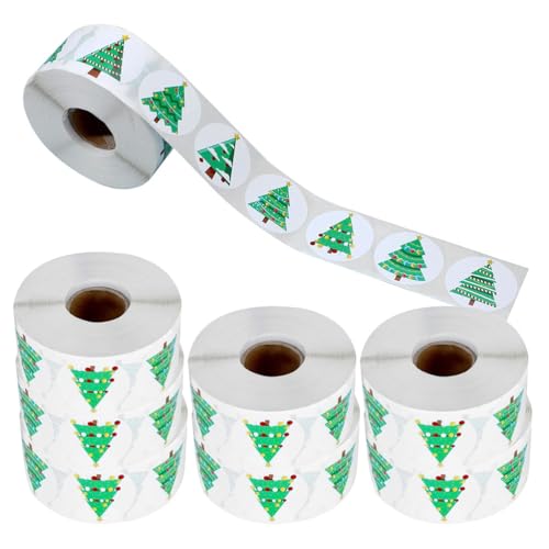 ADOCARN 8 Rollen Weihnachtsetikettenaufkleber: Selbstklebende Aufkleber mit Weihnachtsbaummotiv – 2,5 cm große Aufkleber zum Versiegeln von festlichen Geschenken – Geschenketiketten ADOCARN 8 Rollen Weihnachtsetikettenaufkleber: Selbstklebende Aufkleber mit Weihnachtsbaummotiv – 2,5 cm große Aufkleber zum Versiegeln von festlichen Geschenken – Geschenketiketten von ADOCARN