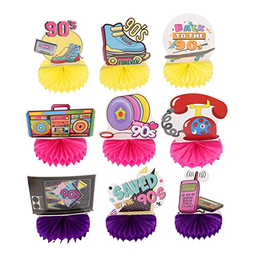 ADOCARN 9 Stück Waben Mittelstücke Retro Disco Party Dekoration für Jahre Feiern Kreative Tischdeko für Hochzeiten und Veranstaltungen Robustes Papier Perfektes Fotohintergrund Accessoire von ADOCARN