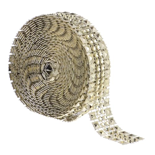ADOCARN Dekoratives Strassband Yards Selbstklebendes Rhinestone Ribbon für DIY Bastelprojekte Hochzeit Party und Home Dekoration Gold von ADOCARN