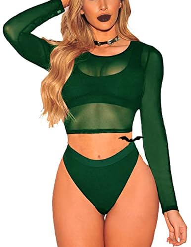 ADOME Damen Langarm-Bluse, durchsichtig, Netzstoff, Dunkelgrün, 3XL ADOME Damen Langarm-Bluse, durchsichtig, Netzstoff, Dunkelgrün, 3XL von ADOME