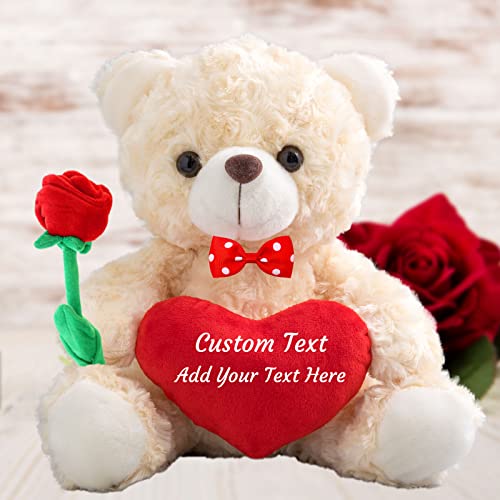 ADORSUN Personalisiert ValentinsGeschenke Teddybär mit Herz, Personalisierte Teddybär mit Rose und Schleife, ValentinsGeschenke für Männer Geburtstagsgeschenk für Frauen Abschluss Geschenk (25-cm) ADORSUN Personalisiert ValentinsGeschenke Teddybär mit Herz, Personalisierte Teddybär mit Rose und Schleife, ValentinsGeschenke für Männer Geburtstagsgeschenk für Frauen Abschluss Geschenk (25-cm) von ADORSUN