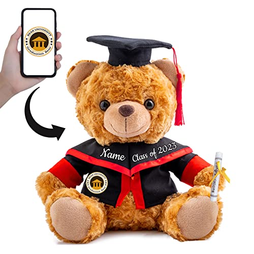 Abschlussgeschenke für sie Personalisierter Teddybär mit Text+Foto, Plüschbär Personalisierte Geschenke als Abschlussgeschenke für ihn 2024 Oberschule/ Hochschule Abschlussgeschenke (20 cm-Text+Foto) von ADORSUN