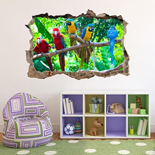 Wandtattoo Papageien 3D Zertrümmerte Wandaufkleber Aufkleber Home Decor Art Wandbild Tiere Vögel Aufkleber Kids Room Decor 50x70CM von ADOVZ
