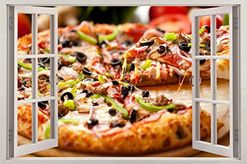 Wandtattoo Pizza 3D Fenster Aufkleber Wandaufkleber DIY Dekor Kunst Wandbild Essen HOME DECOR 80x120CM von ADOVZ