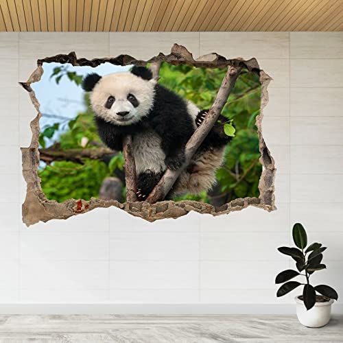 Wandtattoo Wandaufkleber, Poster, Niedlicher Panda-Bärenbaum, 3D-Ansicht, Zertrümmert Aufkleber Kids Room Decor 80x120CM von ADOVZ