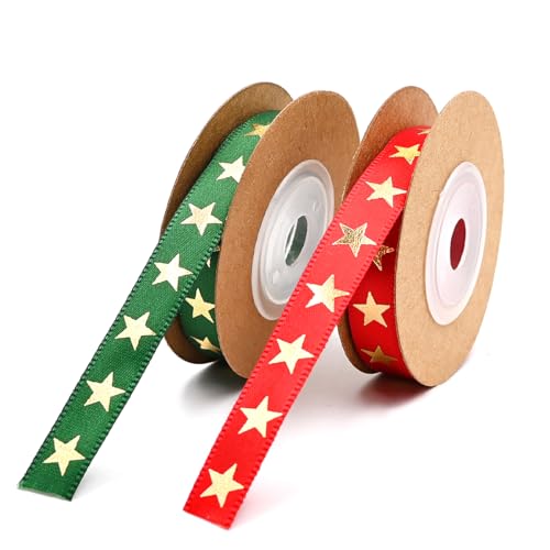 2 Rollen 10 mm 4,5 m Gold Stern Rot Grün Handwerk Baumwollband, Geschenkseil Frohe Weihnachten Muster für DIY Geburtstag Geschenk Paket Favor Party Dekorationen 2 Rollen 10 mm 4,5 m Gold Stern Rot Grün Handwerk Baumwollband, Geschenkseil Frohe Weihnachten Muster für DIY Geburtstag Geschenk Paket Favor Party Dekorationen von ADQUATOR