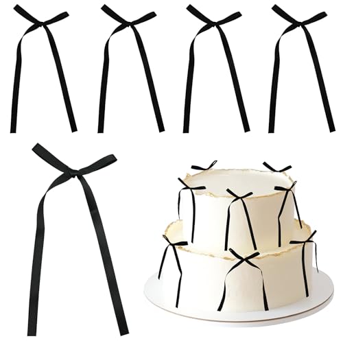 ADQUATOR 10 Stück schwarze Schleifen-Kuchenaufsätze, Schleifenbänder, Schleife, Kuchen, Dessert, Picks, rosa Kuchendekorationen für Babyparty, Kindergeburtstag, Hochzeit, Party, Jahrestag ADQUATOR 10 Stück schwarze Schleifen-Kuchenaufsätze, Schleifenbänder, Schleife, Kuchen, Dessert, Picks, rosa Kuchendekorationen für Babyparty, Kindergeburtstag, Hochzeit, Party, Jahrestag von ADQUATOR