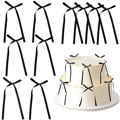 ADQUATOR 20 Stück schwarze Schleifen-Kuchenaufsätze, Schleifenbänder, Schleife, Kuchen, Dessert, Picks, rosa Kuchendekorationen für Babyparty, Kindergeburtstag, Hochzeit, Party, Jahrestag ADQUATOR 20 Stück schwarze Schleifen-Kuchenaufsätze, Schleifenbänder, Schleife, Kuchen, Dessert, Picks, rosa Kuchendekorationen für Babyparty, Kindergeburtstag, Hochzeit, Party, Jahrestag von ADQUATOR