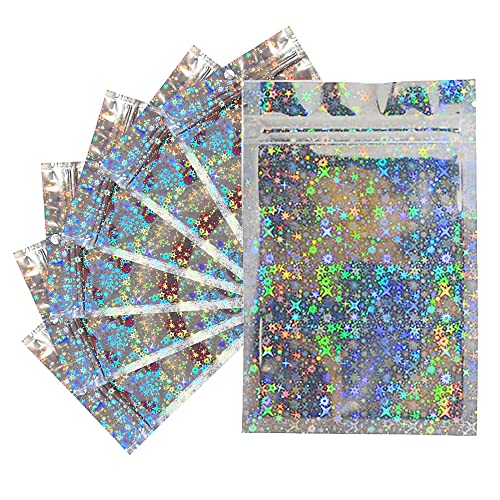 ADQUATOR 50 Stück Star Mylar-Druckverschlussbeutel, 10 x 15 cm, lebensmittelechte Beutel, wiederverschließbare Kunststoffbeutel für Küche, Schmuck, Malerei und Süßigkeiten (50 Stück, 10 x 15 cm) von ADQUATOR