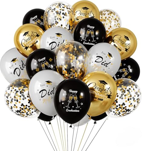 ADQUATOR Abschlussdekorationen, 16 Stück Abschlussballons, Klasse 2025, Congrats Luftballons, Schwarz / Gold, Grad Party für Abschlussbälle, Party-Dekorationen ADQUATOR Abschlussdekorationen, 16 Stück Abschlussballons, Klasse 2025, Congrats Luftballons, Schwarz / Gold, Grad Party für Abschlussbälle, Party-Dekorationen von ADQUATOR