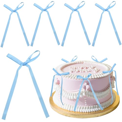 ADQUATOR Kuchendekoration mit blauer Schleife, Schleife, Bänder, für Kuchen, Dessert, schwarze Kuchendekorationen für Babyparty, Kindergeburtstag, Hochzeit, Party, Jahrestag, 10 Stück ADQUATOR Kuchendekoration mit blauer Schleife, Schleife, Bänder, für Kuchen, Dessert, schwarze Kuchendekorationen für Babyparty, Kindergeburtstag, Hochzeit, Party, Jahrestag, 10 Stück von ADQUATOR