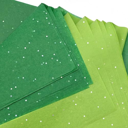 Seidenpapier mit grünem Glitzer, 50 x 35 cm, 2 Farben, Metallic-Silber, kleine Glitzer, gepunktet, sortiert, für Weihnachten, Hochzeit, Geburtstag, Valentinstag, DIY-Geschenkdekorationen, 50 Stück Seidenpapier mit grünem Glitzer, 50 x 35 cm, 2 Farben, Metallic-Silber, kleine Glitzer, gepunktet, sortiert, für Weihnachten, Hochzeit, Geburtstag, Valentinstag, DIY-Geschenkdekorationen, 50 Stück von ADQUATOR