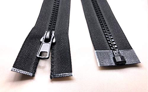 Schwarzer Reißverschluss Nr. 5, Kunststoffzähne, offenes und geschlossenes Ende, robuster Reißverschluss (85 cm (offenes Ende) von ADS Zipper