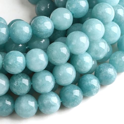 120 Stück 8 mm Aquamarin-Edelsteinperlen Natursteinperlen für Schmuckherstellung mit Kristall-Stretchschnur, Abstandshalter von ADSUBHSJFAKK