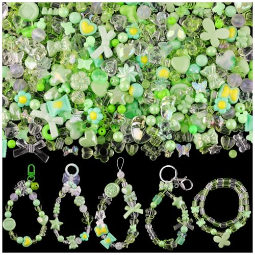 170–230 Stück grüne Acrylperlen für Armbandherstellung, Blumenschleife, Schmetterling, Süßigkeiten, Stern, Herz, Gummibärchen, Kawaii-Armbandanhänger, niedliche Perlen für Schmuckherstellung, DIY, 170–230 Stück grüne Acrylperlen für Armbandherstellung, Blumenschleife, Schmetterling, Süßigkeiten, Stern, Herz, Gummibärchen, Kawaii-Armbandanhänger, niedliche Perlen für Schmuckherstellung, DIY, von ADSUBHSJFAKK